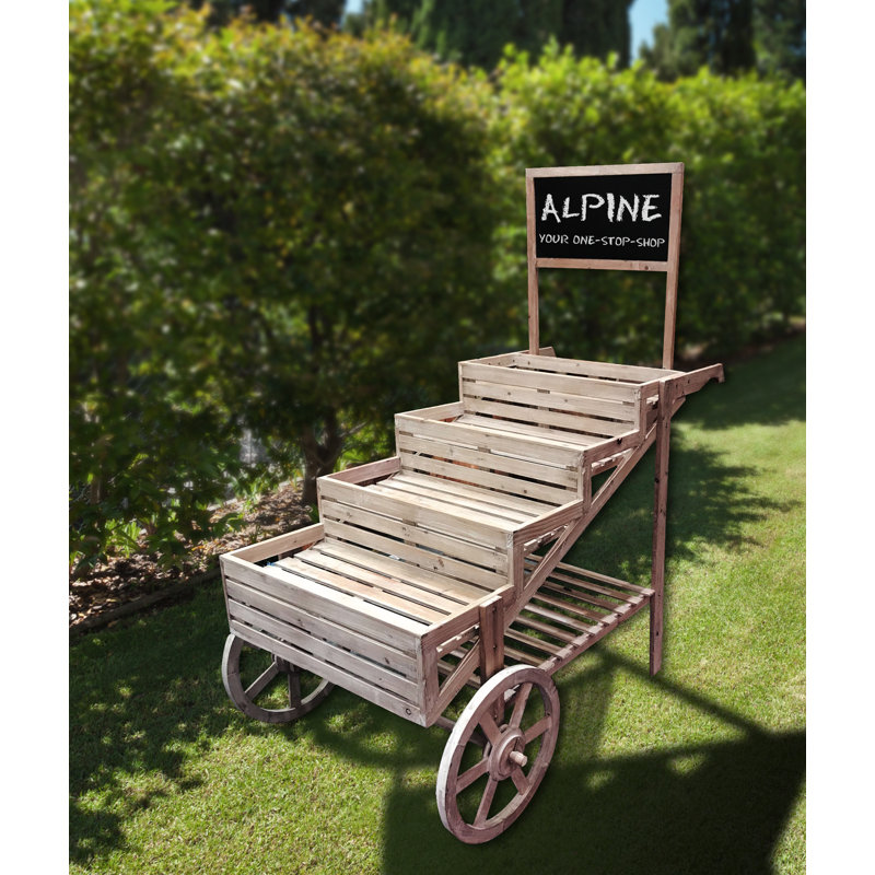 Alpine Wooden Cart Display Plant Stand Wayfair